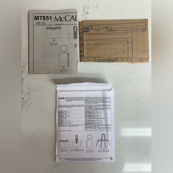 3/$30 BUNDLE&SAVE ✨ McCall's M7851 Bags Sewing Patterns - Picture 6 of 9